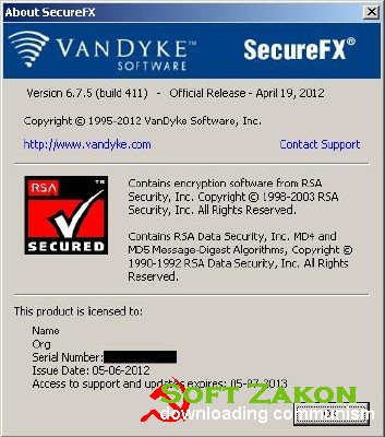 VanDyke SecureCRT / SecureFX 6.7.5 build 411, ClientPack 6.6.0 build 278, VShellServer 3.6.2 build 446 + Crack