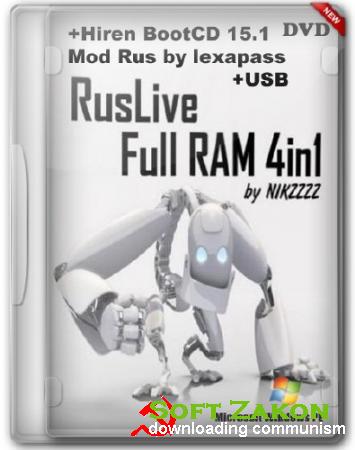 RusLiveFull DVD by NIKZZZZ 07/04/2012 Mod + Hiren'sBootCD 15.1 Full Mod (Rus by lexapass)+USB (14.06.2012)
