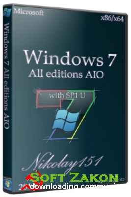 Windows 7 with SP1 U Russian All editions AIO Nikolay151 (x86/x64/2014)